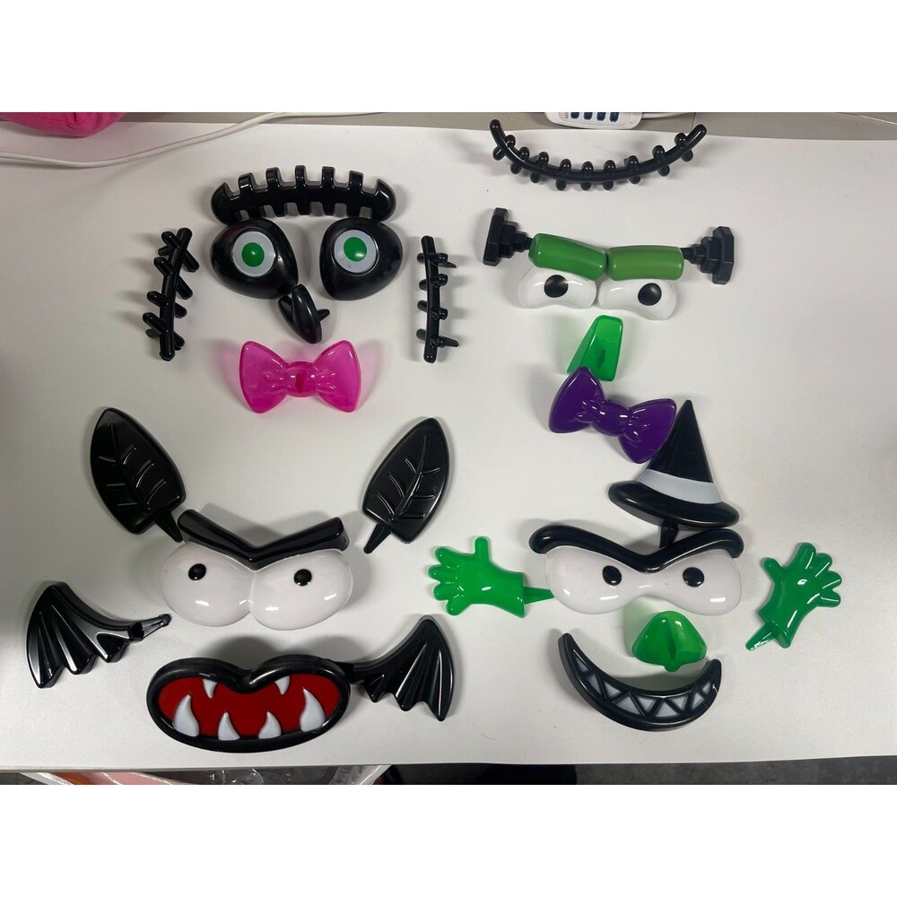 Pumpkin Decorating Kit 4 Designs Includes Frankenstein, Bat, Witch, & Pink Bow S